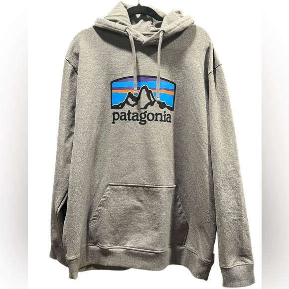 PATAGONIA Hoodie Mens XXL Fitz Roy Horizons Uprisal Gravel Heather Gray color - Picture 4 of 9